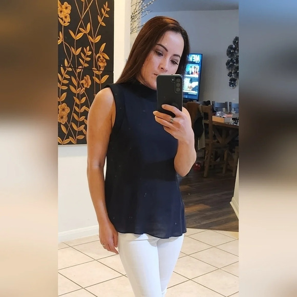 A.L.C. Navy blue Sheer Open Back Top - Picture 11 of 12